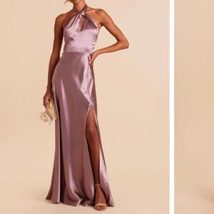 Birdy Grey Matilda Dress in Dark Mauve Shiny Satin